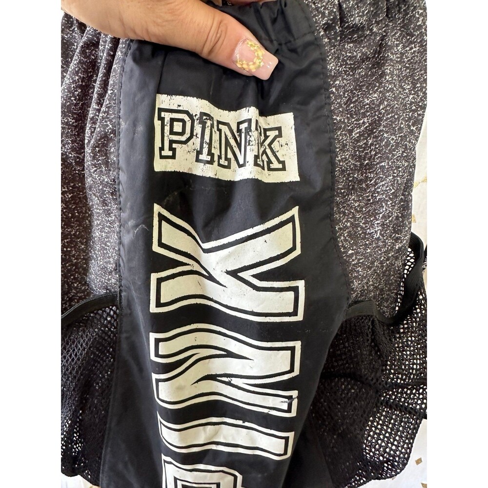 Victoria's Secret PINK Signature Logo Sporty Drawstring Backpack Tote Bag - Picture 3 of 4